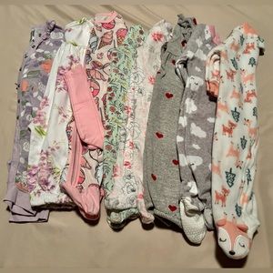 3-9M Baby Girl Footie and Romper Bundle